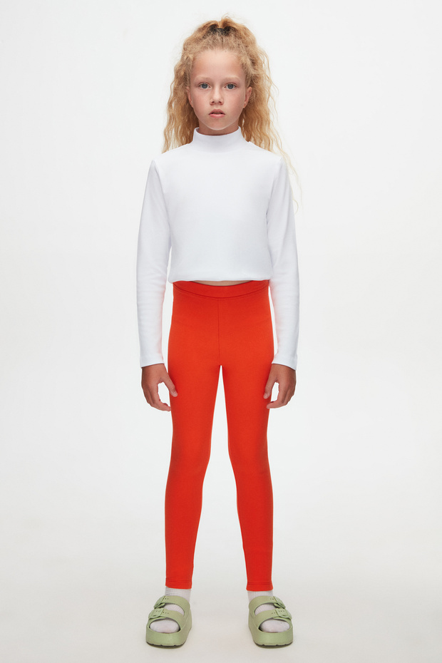 Turuncu Basic Kız Çocuk Kışlık Tayt - 1