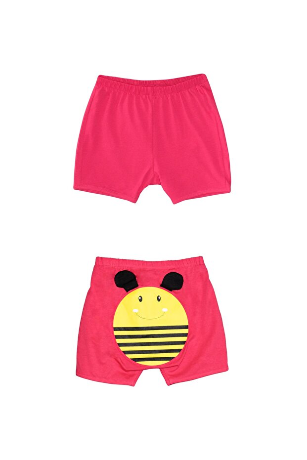 Dark Fuchsia Bee Printed Girls' Shorts