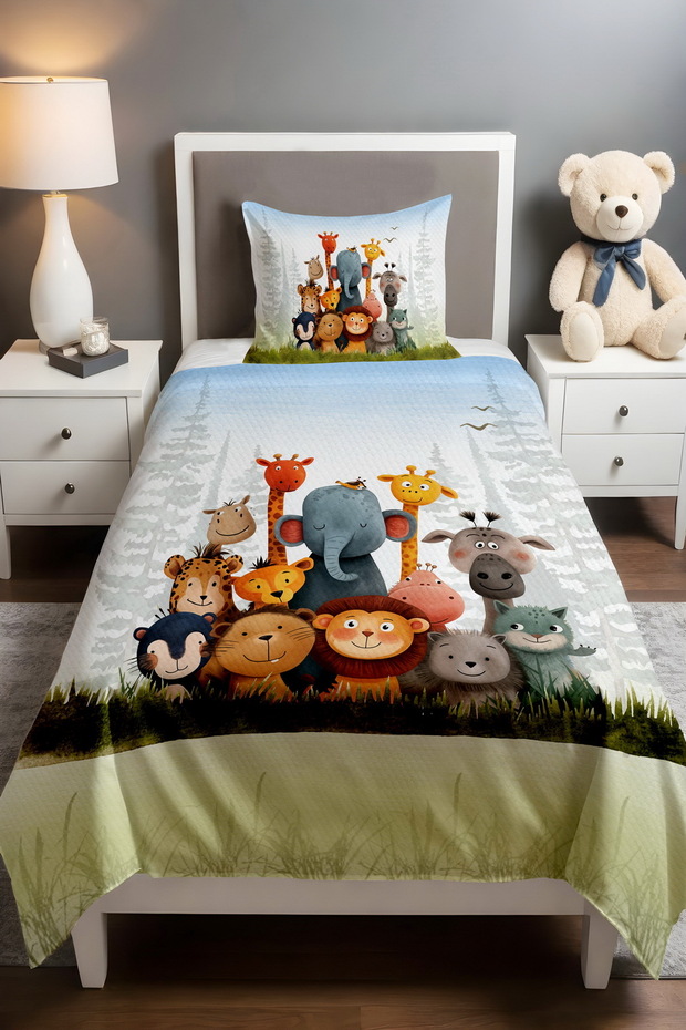Happy Cute Friends Patterned Pique Set