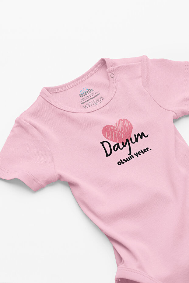 Organic 100% Cotton Let My Uncle Be Enough Heart Printed Baby Bodysuit Snap Fastener Bodysuit 5742-P