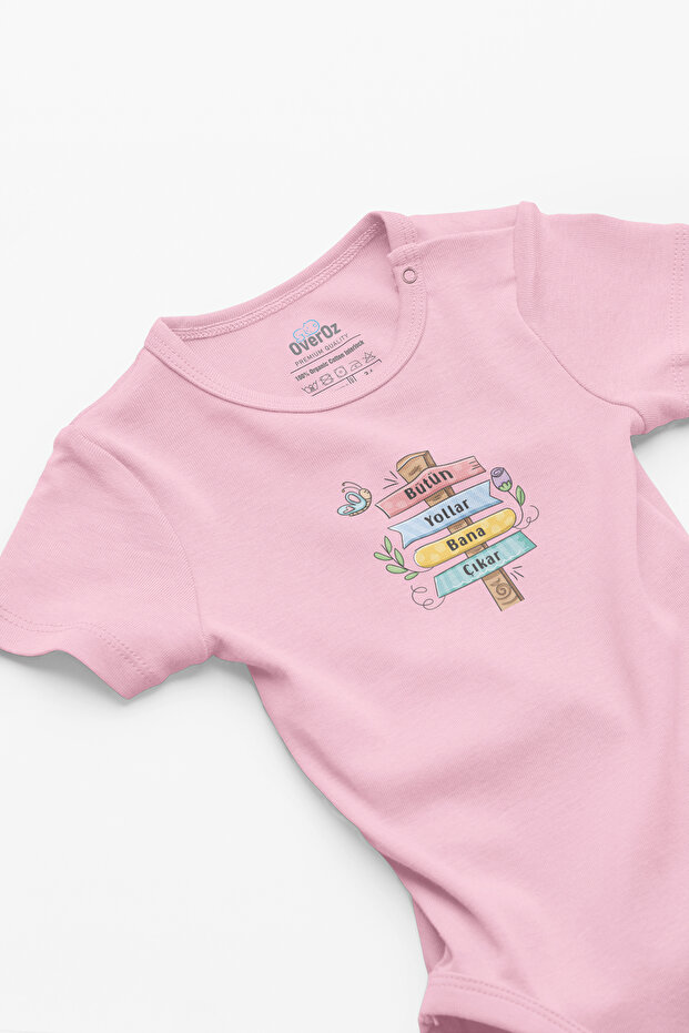Organic 100% Cotton All Ways Take Me Out Baby Bodysuit Pink Snap Fastener Bodysuit 5853-P