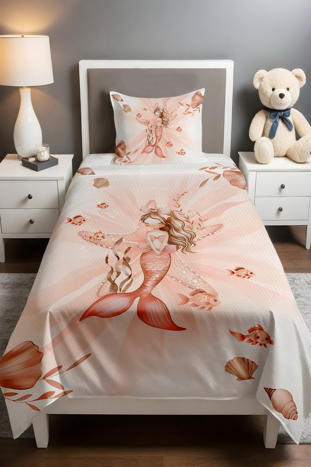 Pink Mermaid Patterned Pique Set