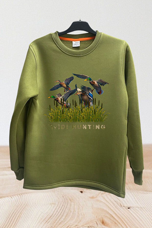 Hunter Hunting Duck Hunting Printed Reeds Regular Fit 100% Cotton Crew Neck Sweatshirt