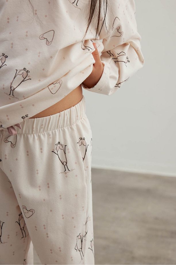 Kız Çocuk Pamuklu Uzun Kollu Pijama Takımı - 4