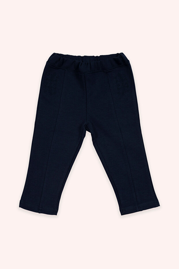 Baby Girl Elastic Waist Navy Blue Trousers