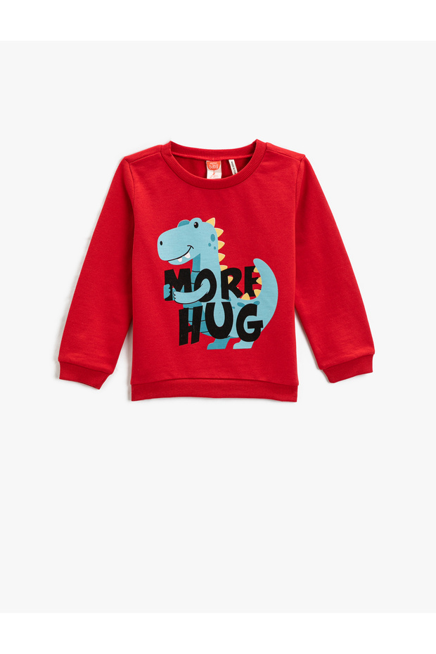 Dinosaur Printed Sweatshirt Long Sleeve Crew Neck