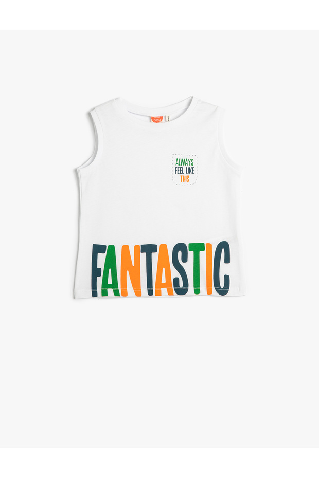 Printed White Baby Undershirt 3smb30009tk