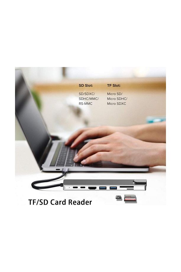Cf55 Macbook Uyumlu Type-c To 2*usb 3.0 4k Hdmı Ethernet Pd Çevirici Hub Adaptör - 4