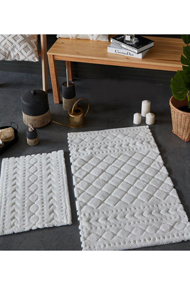 Aztech 2-Piece Ecru Bath Mat Set