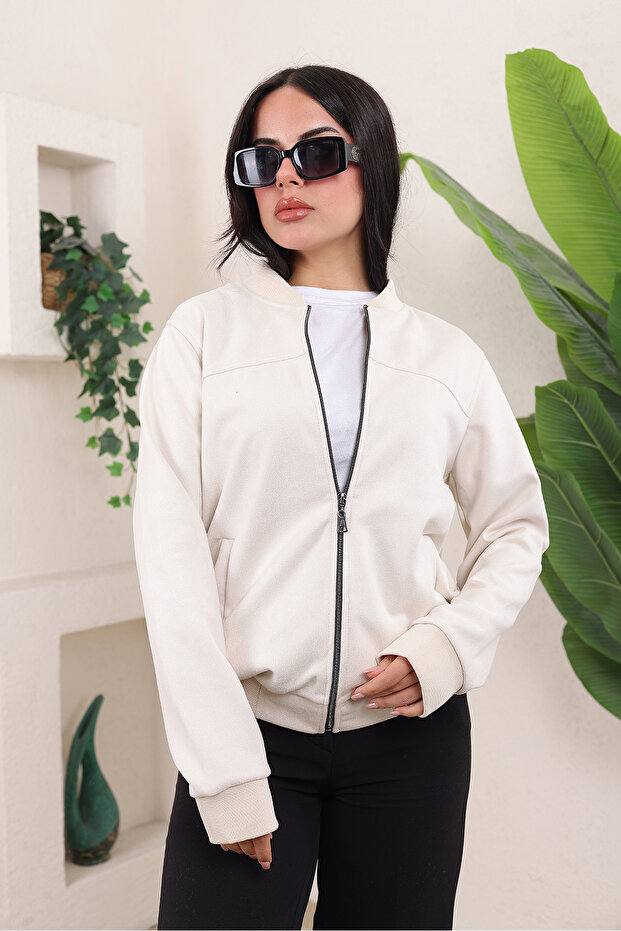 Bomber Kolej Süet Ceket - 6