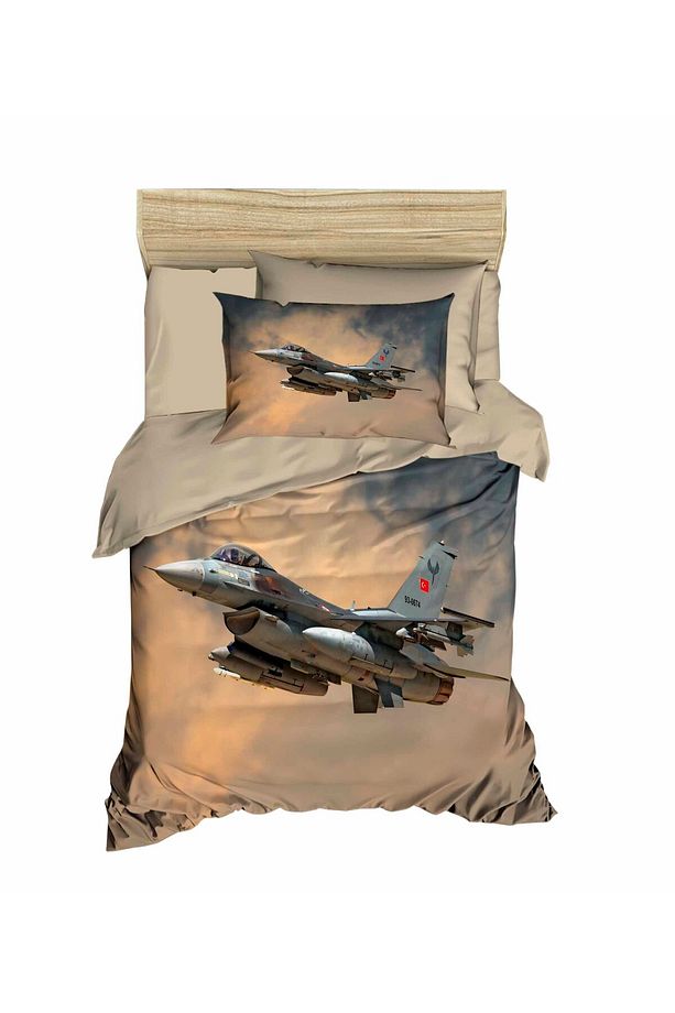 F-16 Savaş Uçağı Tek Kişilik Genç Nevresim Takımı - 1