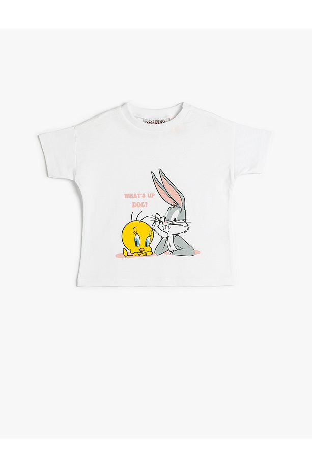 Tweety Ve Bugs Bunny Tişört Lisanslı Baskılı Kısa Kollu Pamuklu - 1