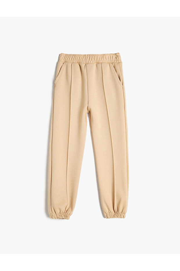 Basic Jogger Sweatpants Ribbed Elastic Waist Pocket