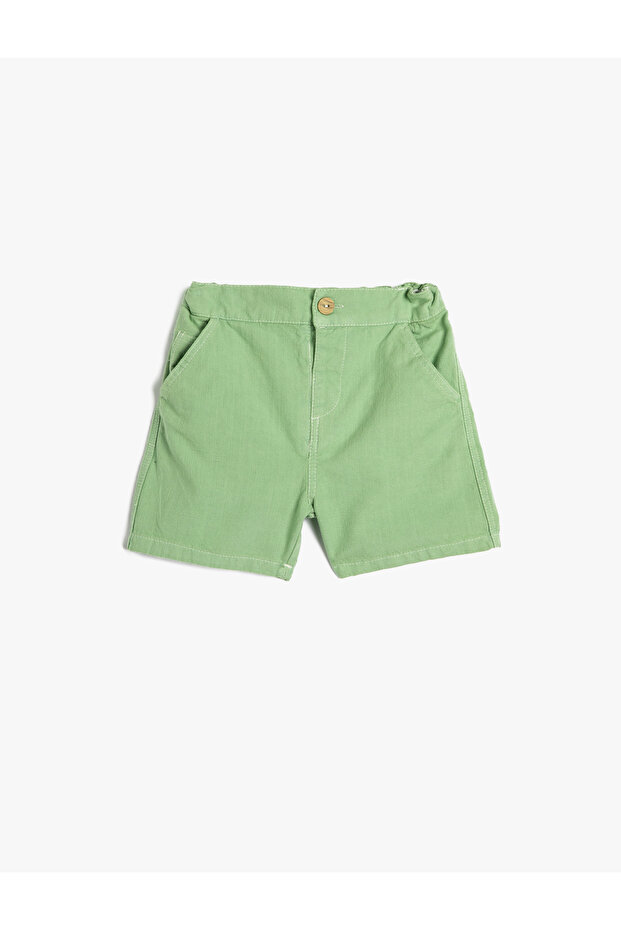Shorts with Elastic Waist Basic Pocket Cotton