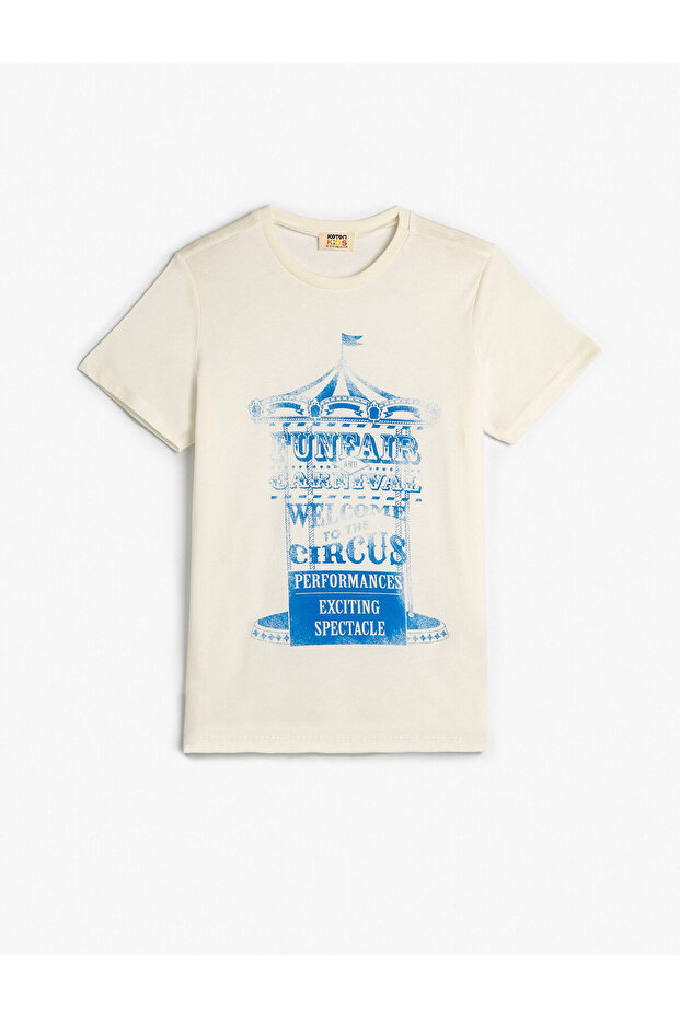 T-Shirt Short Sleeve Crew Neck Game Themed Slogan Print Detailed Cotton