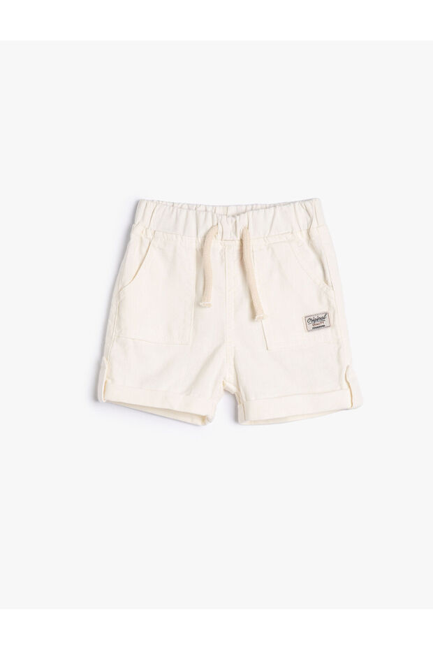 Shorts Cotton Tie Waist Pocket Fold Leg