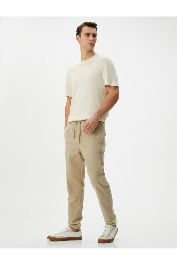Jogger Pants with Pocket Detail and Lace Waist Cotton