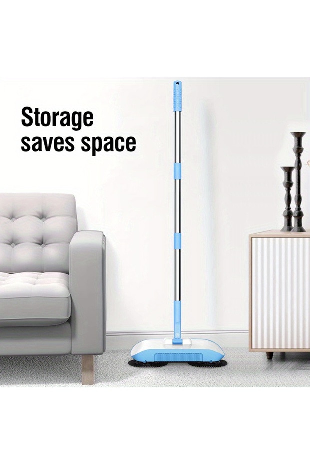 3-in-1 Walk-Behind Sweeper With Long Handle, Multifunctional Broom And Mop For Easy Cleaning, Sui... - 7