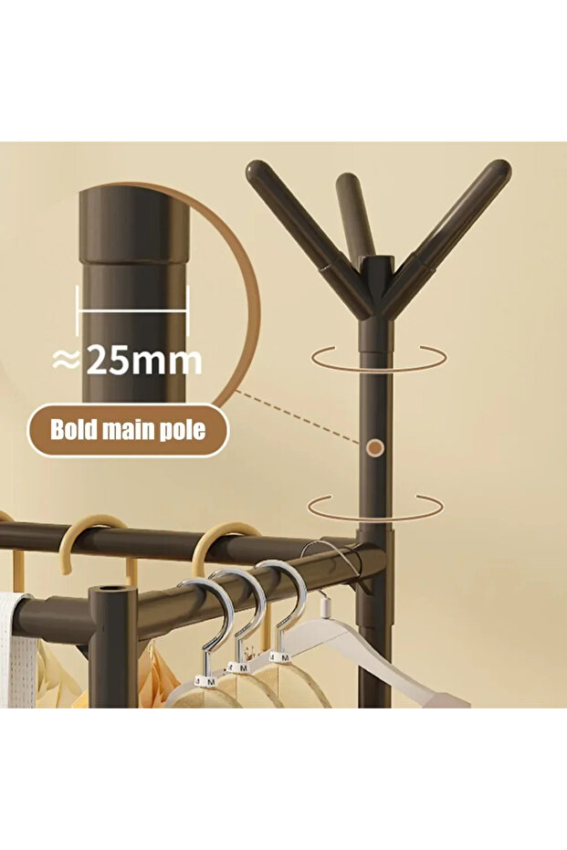 Multi Functional Rectangular Floor To Ceiling Clothes Hanger with Hat,Bag Storage Rack Hanger Can... - 6