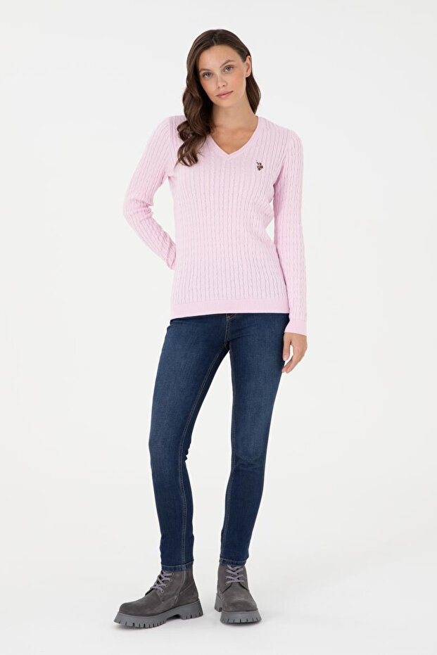 Kadın V Yaka Basic Kazak - 2