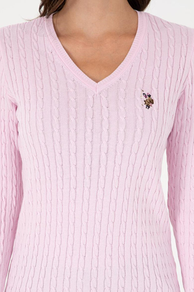 Kadın V Yaka Basic Kazak - 7