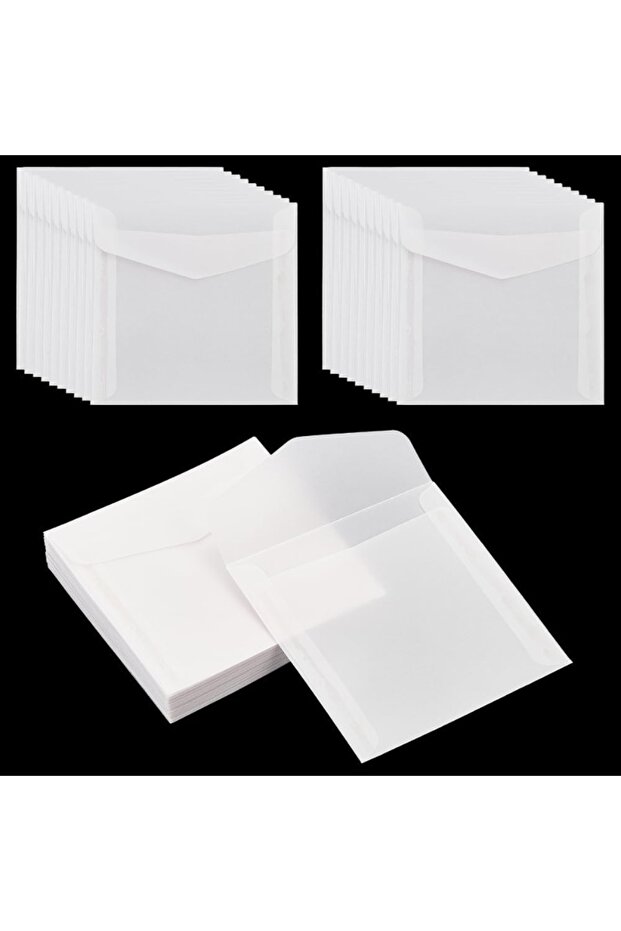 50pcs Glassine Envelopes 4.7x4.7'' White Translucent Paper Envelopes Vellum Square Clear Envelope... - 2