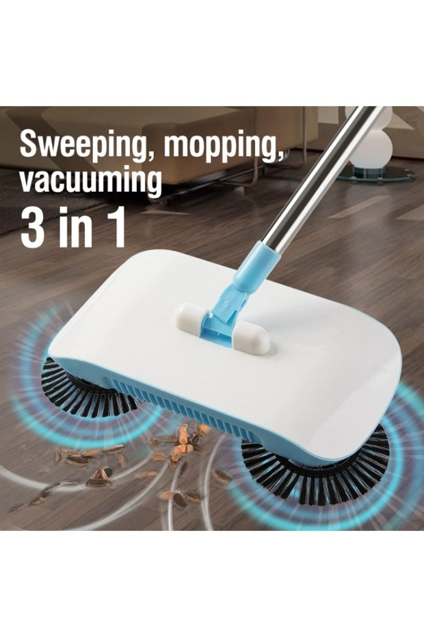 3-in-1 Walk-Behind Sweeper With Long Handle, Multifunctional Broom And Mop For Easy Cleaning, Sui... - 8