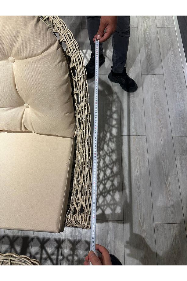 Orkide Rattan 2 1 1 Masa Bahçe Balkon Mobilyası Alüminyum Üzeri Örgü Rattan - 7