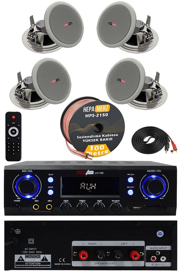 Stately Pack-4 Tavan Hoparlörü Ve Anfi Ses Sistemi Seti - 1