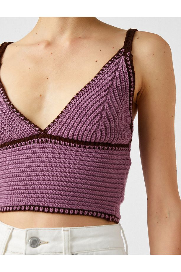 Örme Crop Üst Askılı V Yaka - 5