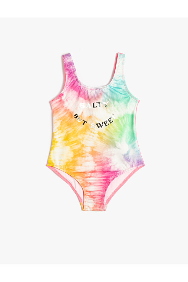 Swimming Swimsuit Gradient Glitter Printed Thick Strap U Neck
