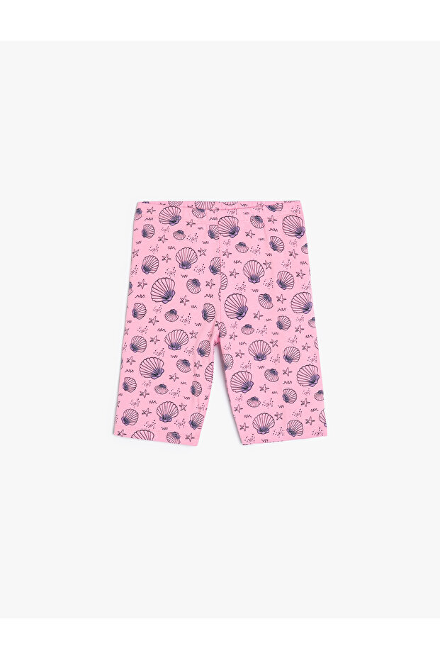 Short Leggings Butterfly Printed Cotton with Elastic Waist