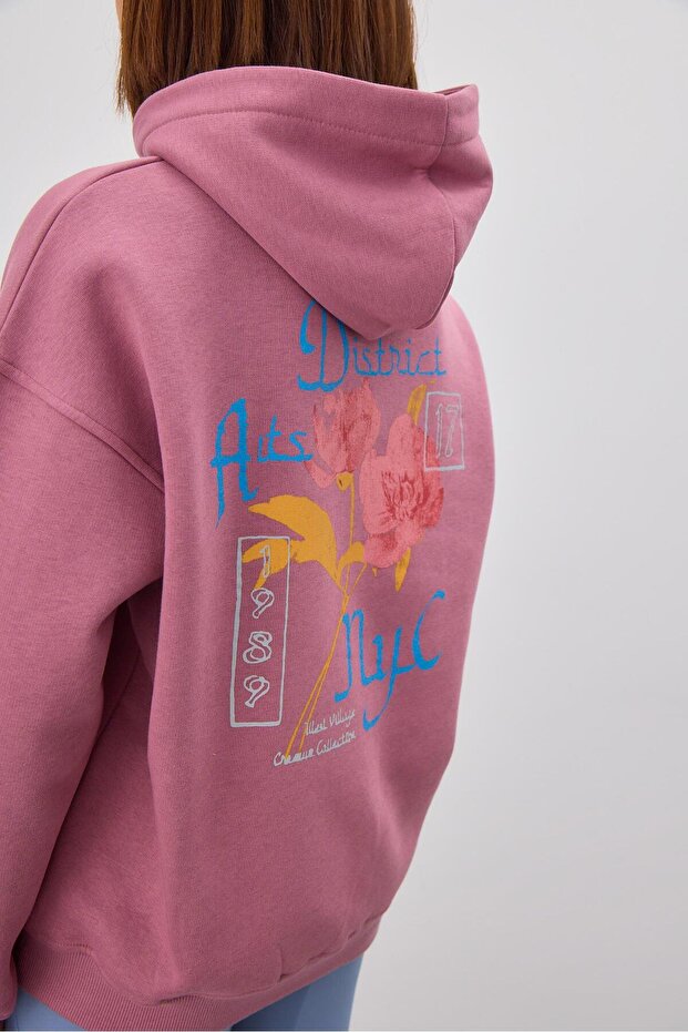 Women's Floral Printed Lilac Sweatshirt