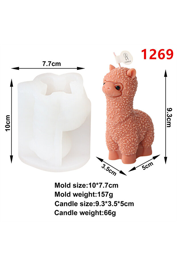 Alpaca mold 3D Alpaca Aromatherapy Candle Mold DIY Sheep Gypsum Making Animal Resin Decoration Silic