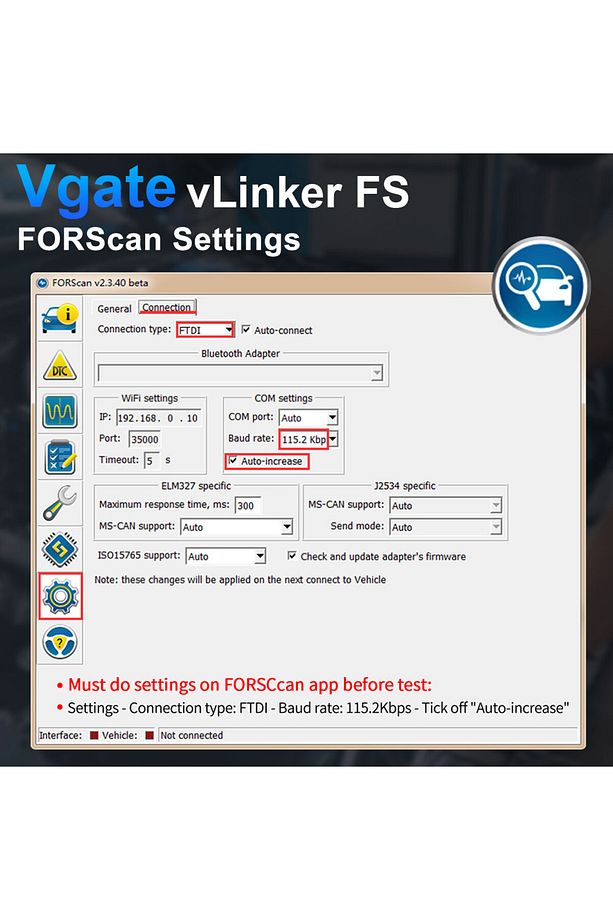 vLinker FS ELM327 Ford FORScan HS/MS-CAN ELM 327 OBD 2 OBD2 Araç Teşhis Tarayıcısı İntegral... - 6