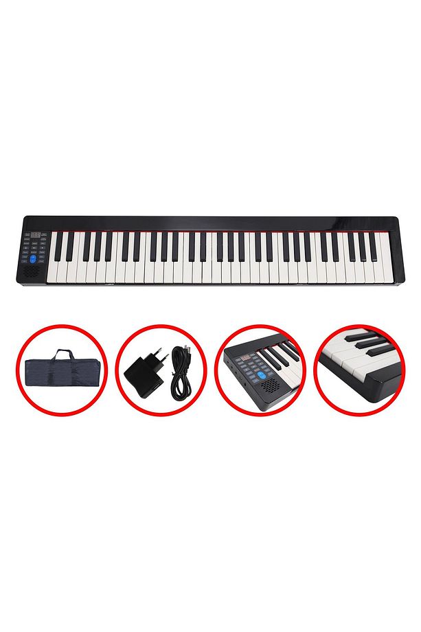Jtk-6102b Şarjlı Tuş Hassasiyetli 61 Tuşlu Org (ÇANTA ADAPTÖR) - 1