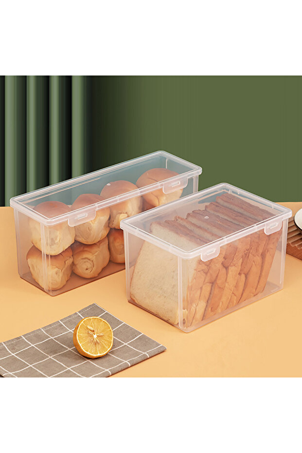 Bread Container Storage Box Dispenser Clear Lid Toast Cake Containers Air... - 1