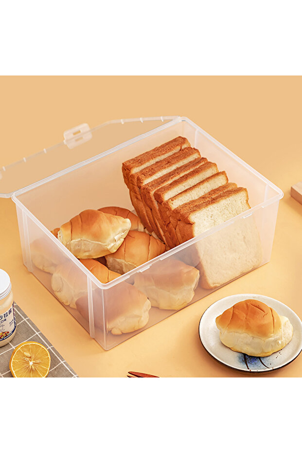Bread Container Storage Box Dispenser Clear Lid Toast Cake Containers Air... - 3