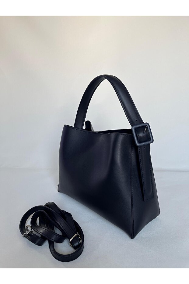 Women's Navy Blue Adjustable Strap Shoulder and Crossbody Bag Stylish Daily Bag Equivalent Bag with Zipper