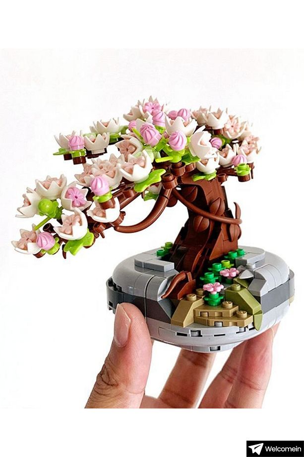 Dekoratif Koleksiyonluk Sakura Çiçek Yapım Seti Legosu Yapı Blokları Yapboz 426 Parça Puzzle Oyuncak - 6