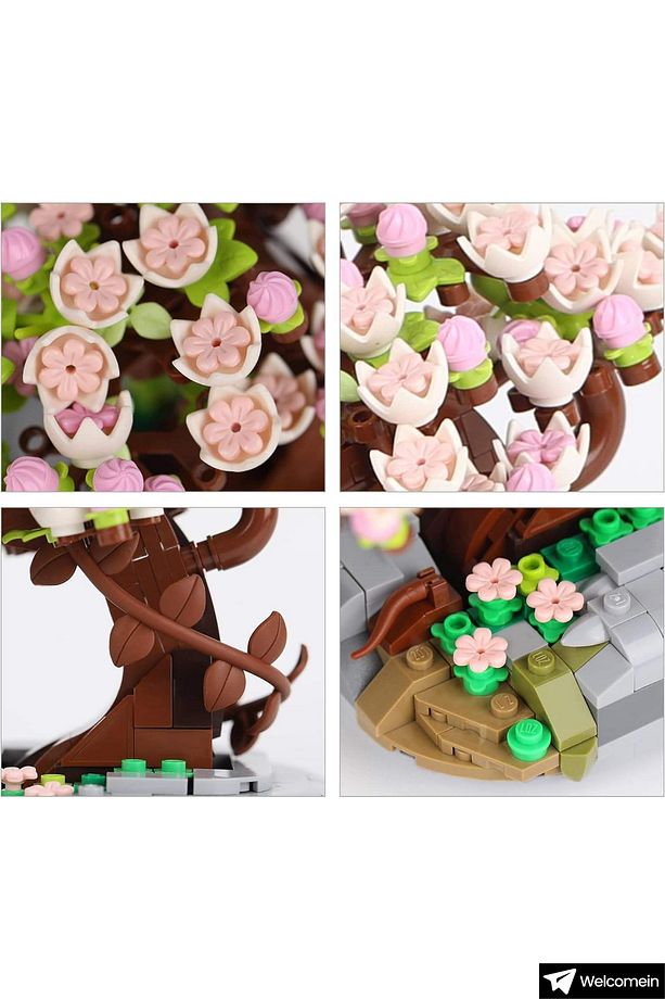 Dekoratif Koleksiyonluk Sakura Çiçek Yapım Seti Legosu Yapı Blokları Yapboz 426 Parça Puzzle Oyuncak - 3