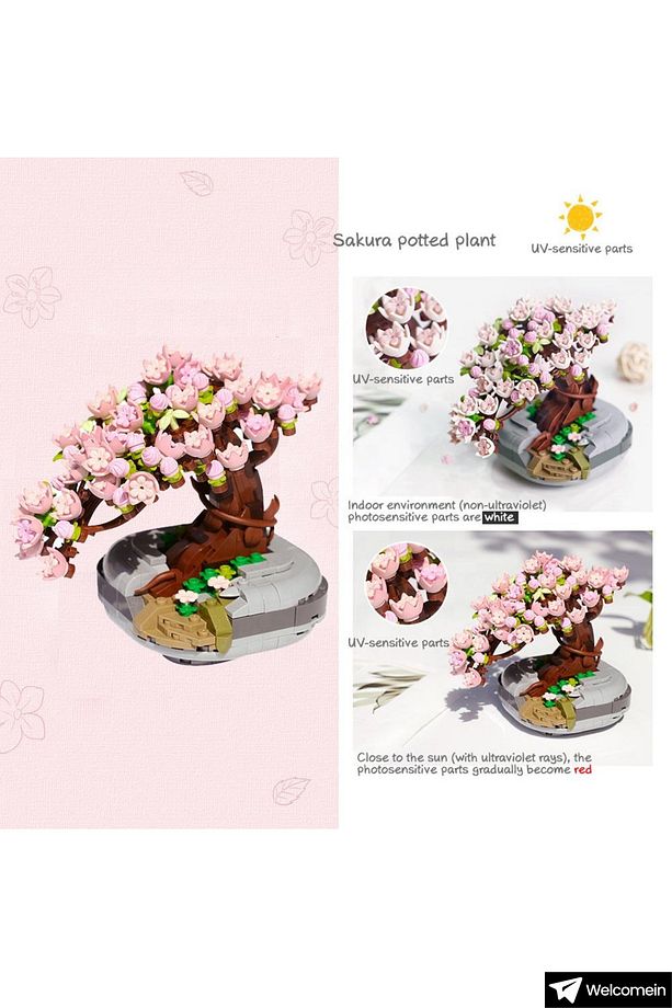 Dekoratif Koleksiyonluk Sakura Çiçek Yapım Seti Legosu Yapı Blokları Yapboz 426 Parça Puzzle Oyuncak - 7