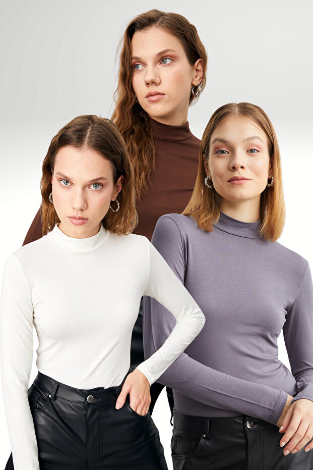 Women's Bitter Brown Gray White 3-Piece Body