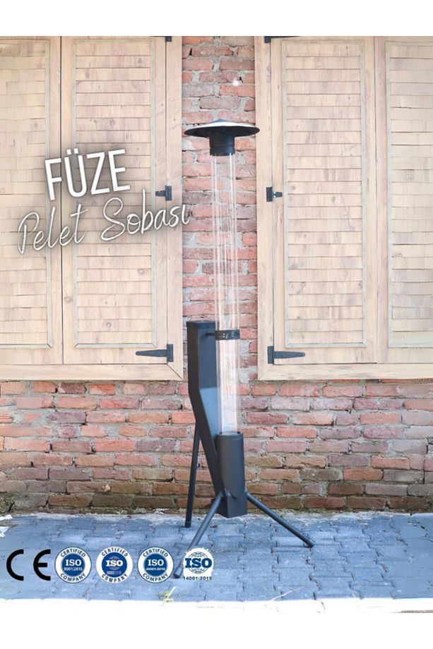 Ozystove Pelet Sobası Camlı Şömine Dış Mekan Bahçe Kule Pramit Roket Tipi Isıtıcı. - 1