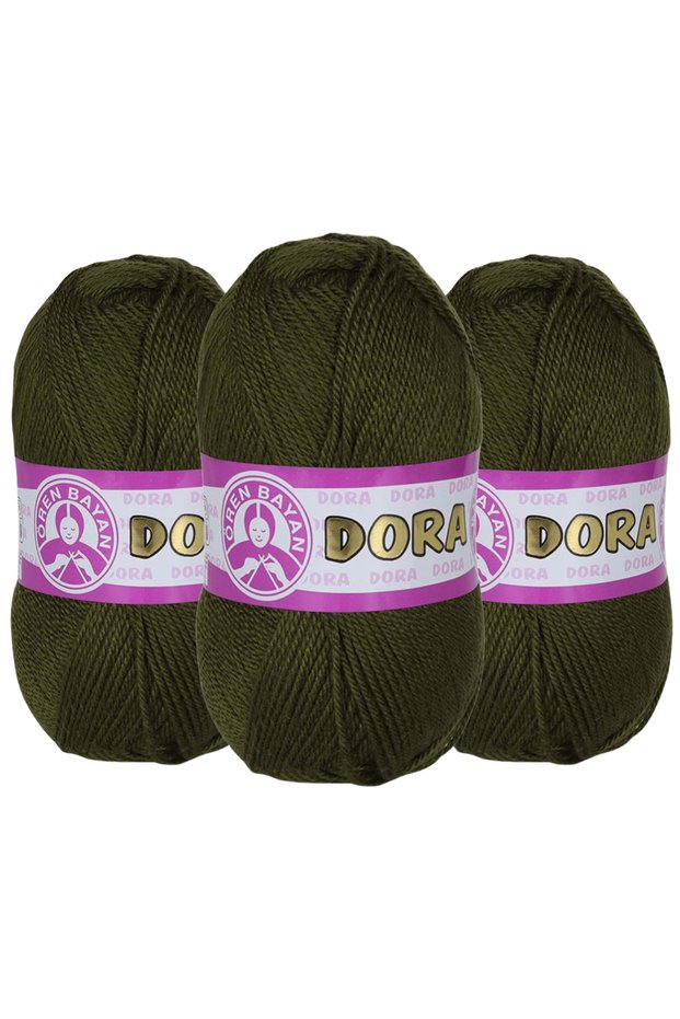 Dora Knitted - Olive Green Hand Knitting Yarn, 077 Set of 3