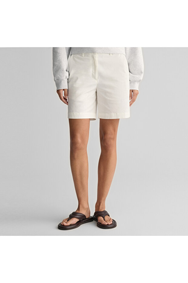 Kadın Krem Slim Fit Şort - 2