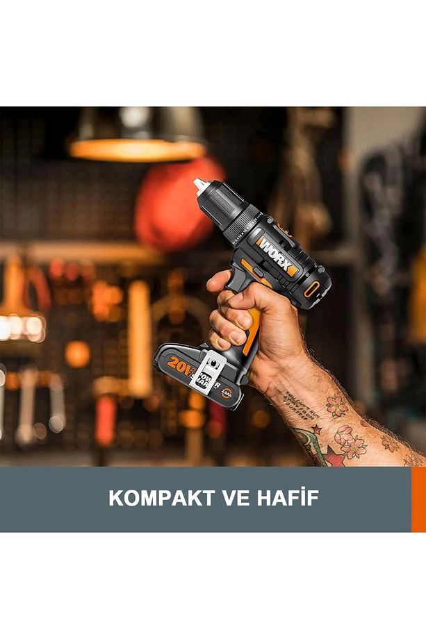 Wx108 20volt/2.0ah. Li-ion Çift Akülü Profesyonel Şarjlı Matkap - 5