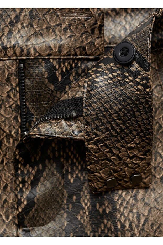 Yılan derisi görünümlü mini etek - 5