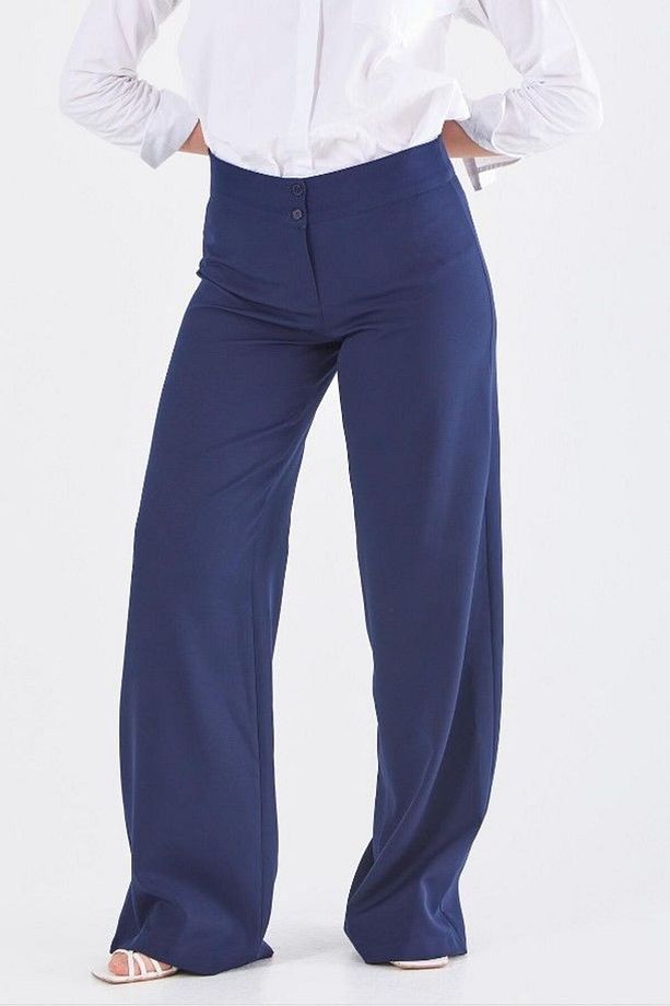 59056 Önden Çift Düğmeli Bol Paça Pantolon Qys Pantolon 59056 #23-04# - 1