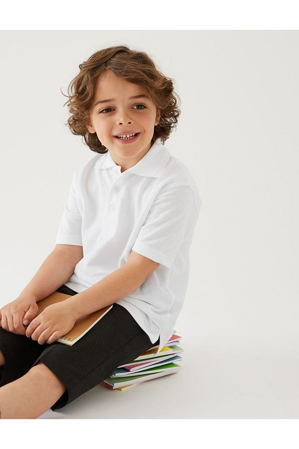 Saf Pamuklu 2'li Polo Yaka T-shirt (2-16 YAŞ) - 4